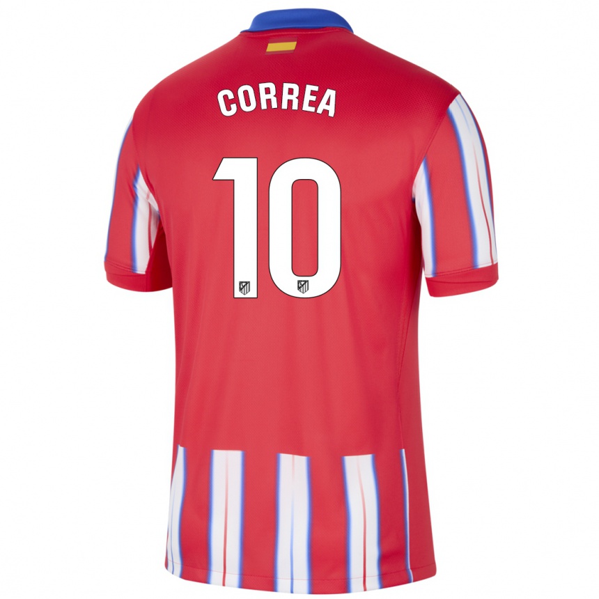 Niño Fútbol Camiseta Angel Correa #10 Rojo Blanco Azul 1ª Equipación 2024/25 Argentina