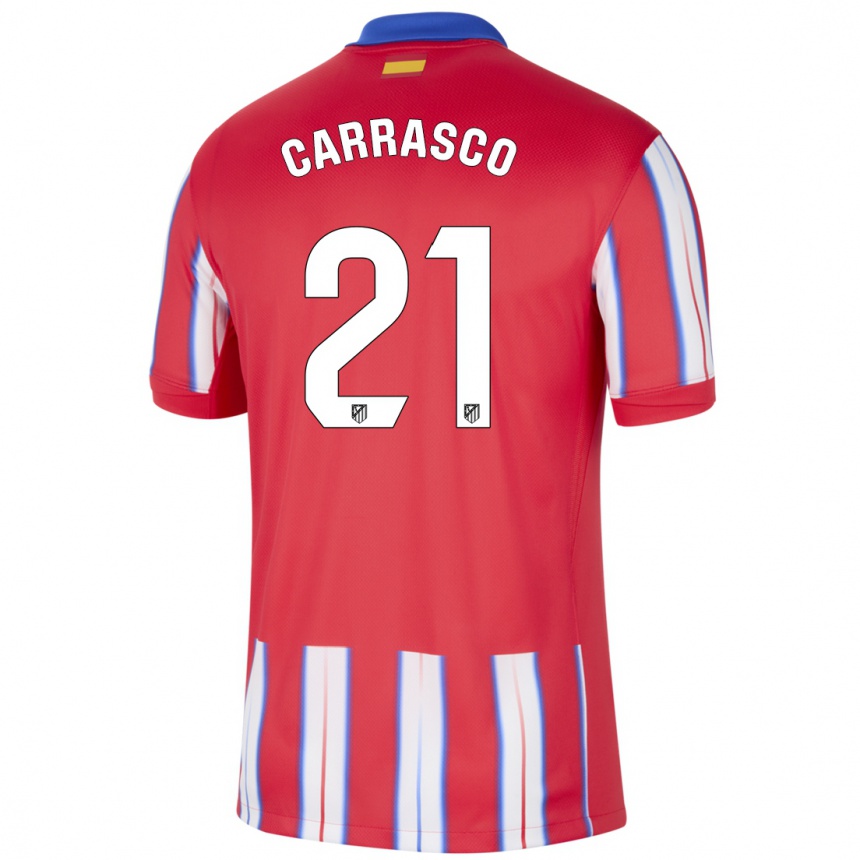 Niño Fútbol Camiseta Yannick Carrasco #21 Rojo Blanco Azul 1ª Equipación 2024/25 Argentina