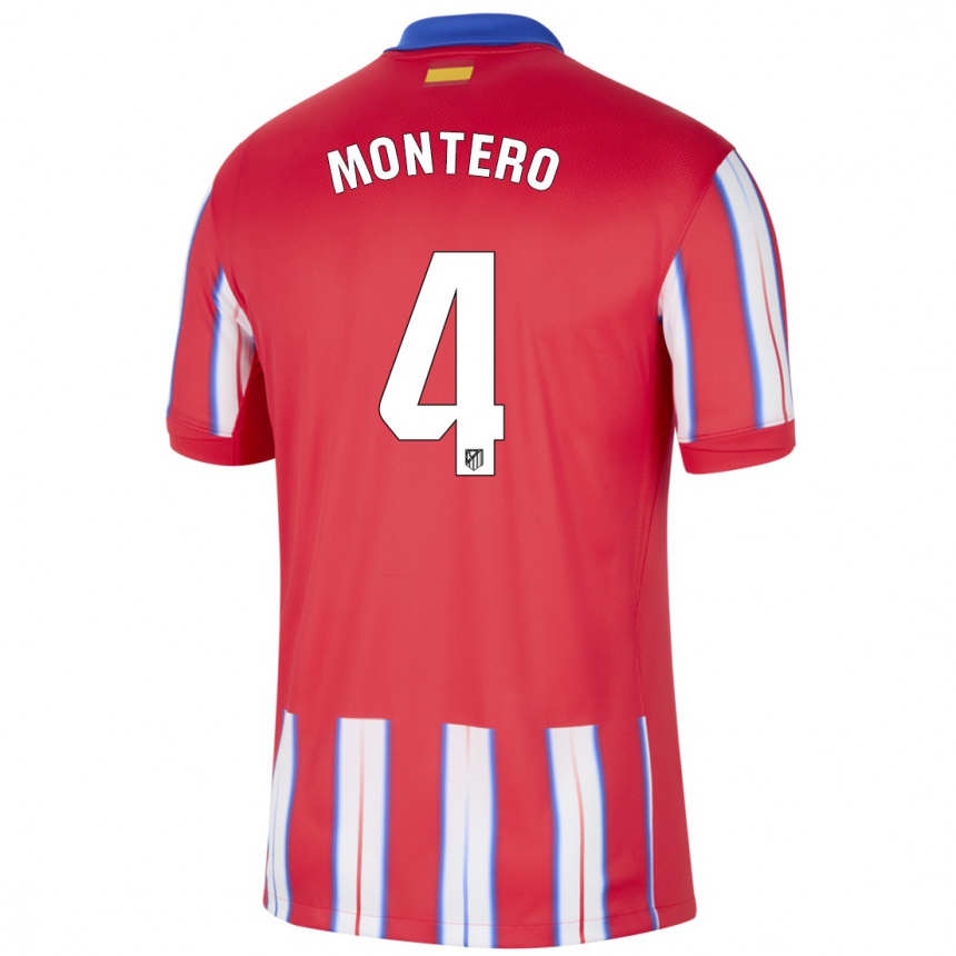 Niño Fútbol Camiseta Francisco Montero #4 Rojo Blanco Azul 1ª Equipación 2024/25 Argentina