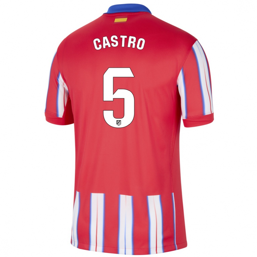 Niño Fútbol Camiseta Oscar Castro #5 Rojo Blanco Azul 1ª Equipación 2024/25 Argentina