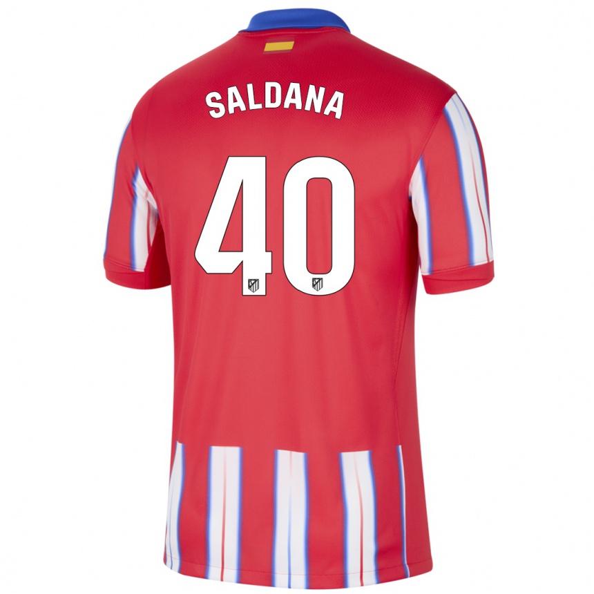 Niño Fútbol Camiseta Jose Saldana #40 Rojo Blanco Azul 1ª Equipación 2024/25 Argentina