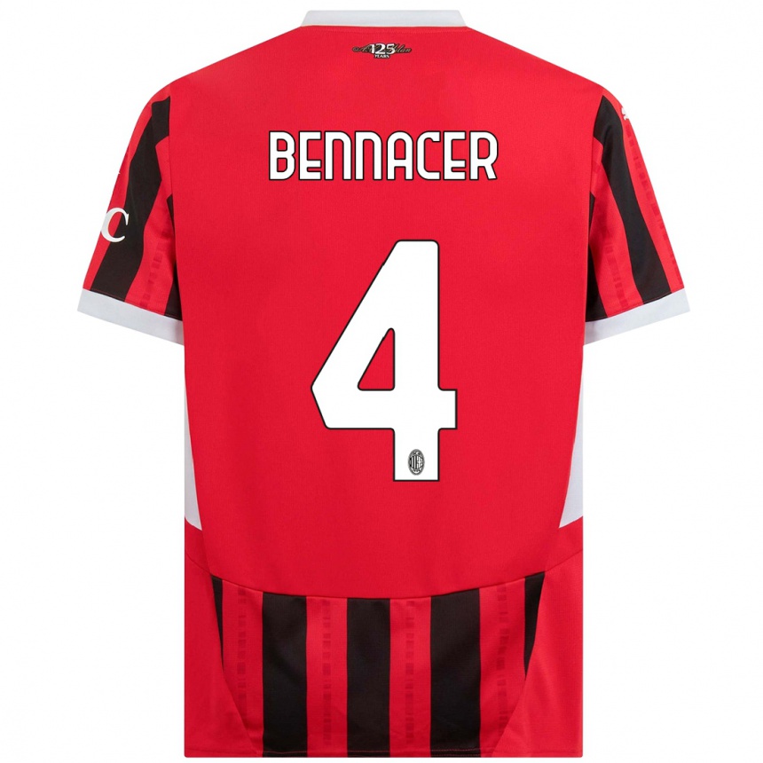 Niño Fútbol Camiseta Ismael Bennacer #4 Rojo Negro 1ª Equipación 2024/25 Argentina