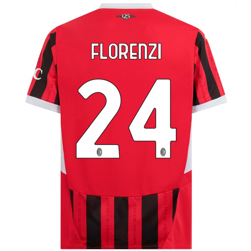 Niño Fútbol Camiseta Alessandro Florenzi #24 Rojo Negro 1ª Equipación 2024/25 Argentina