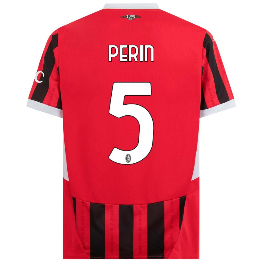 Niño Fútbol Camiseta Ernesto Perin #5 Rojo Negro 1ª Equipación 2024/25 Argentina