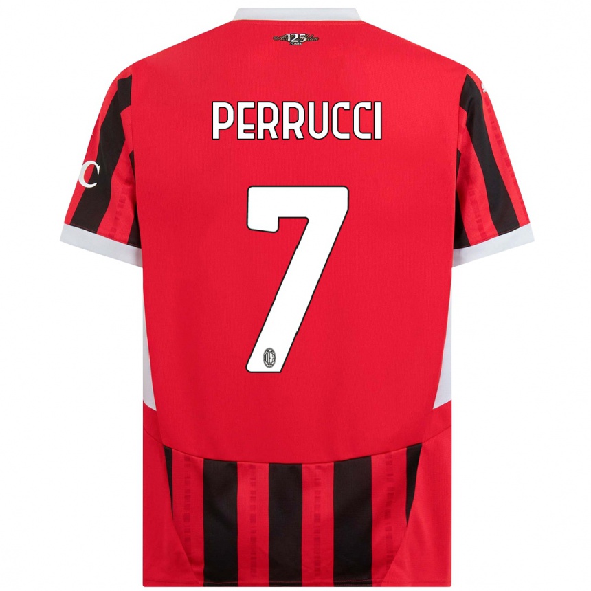 Niño Fútbol Camiseta Vincenzo Perrucci #7 Rojo Negro 1ª Equipación 2024/25 Argentina