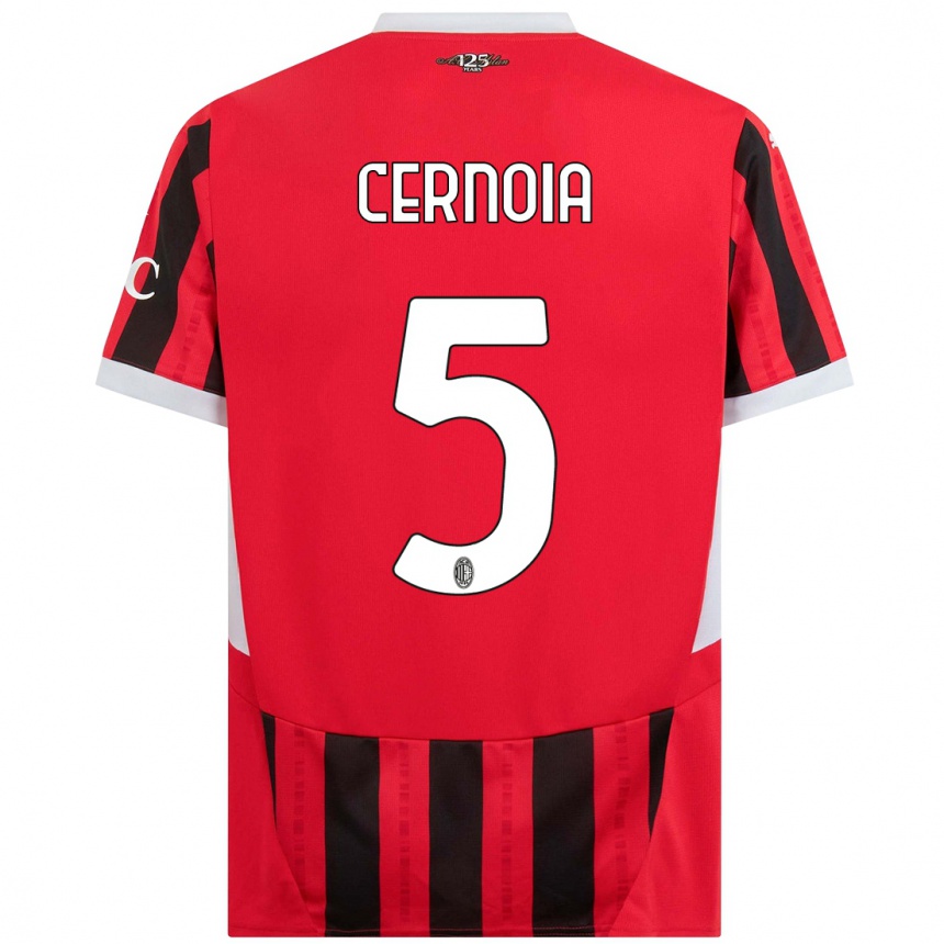 Niño Fútbol Camiseta Valentina Cernoia #5 Rojo Negro 1ª Equipación 2024/25 Argentina