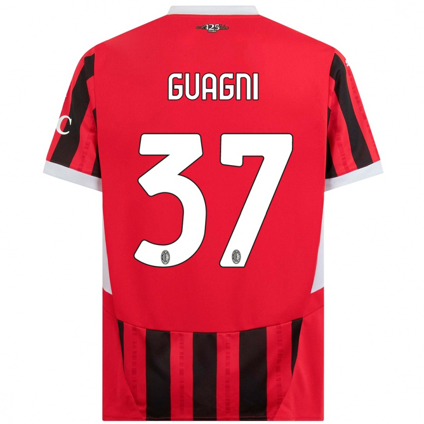 Niño Fútbol Camiseta Alia Guagni #37 Rojo Negro 1ª Equipación 2024/25 Argentina