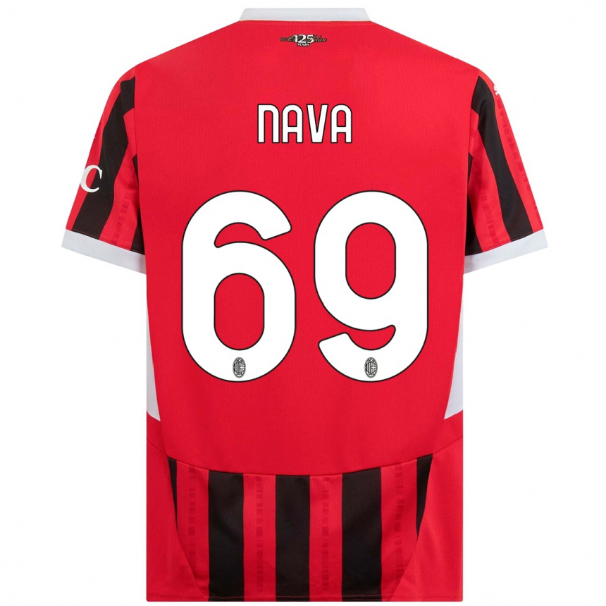 Niño Fútbol Camiseta Lapo Nava #69 Rojo Negro 1ª Equipación 2024/25 Argentina