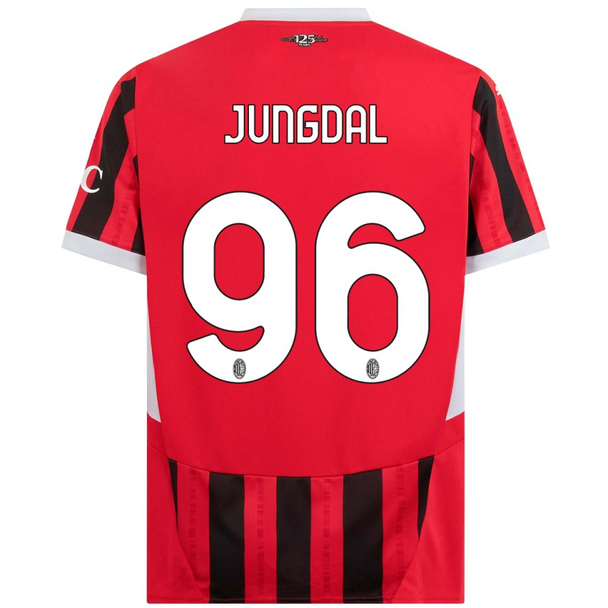 Niño Fútbol Camiseta Andreas Jungdal #96 Rojo Negro 1ª Equipación 2024/25 Argentina