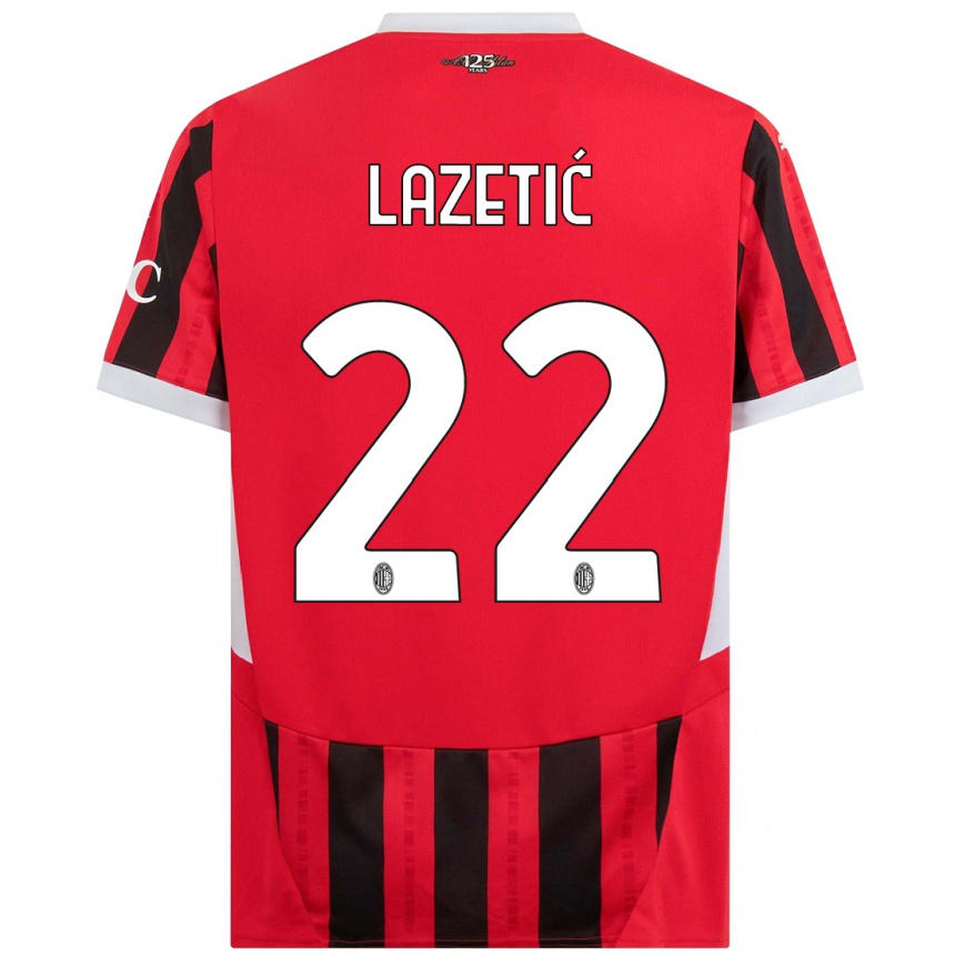 Niño Fútbol Camiseta Marko Lazetic #22 Rojo Negro 1ª Equipación 2024/25 Argentina