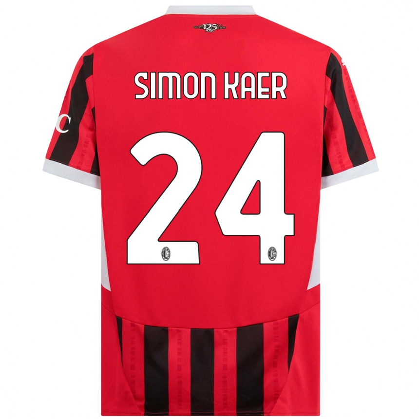 Niño Fútbol Camiseta Simon Kaer #24 Rojo Negro 1ª Equipación 2024/25 Argentina