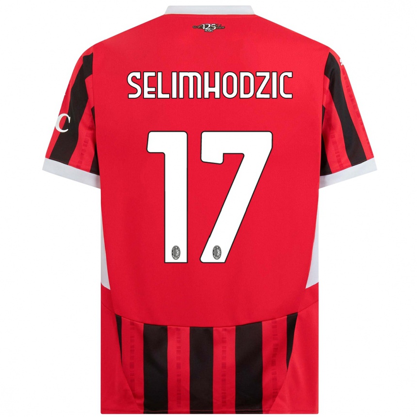 Niño Fútbol Camiseta Noa Selimhodzic #17 Rojo Negro 1ª Equipación 2024/25 Argentina