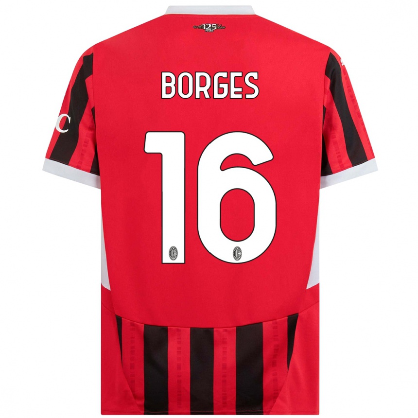 Niño Fútbol Camiseta Lenny Borges #16 Rojo Negro 1ª Equipación 2024/25 Argentina