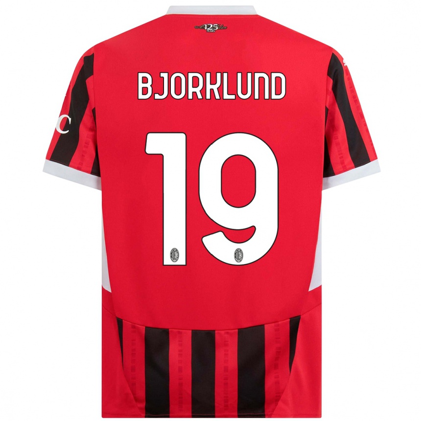 Niño Fútbol Camiseta Lukas Bjorklund #19 Rojo Negro 1ª Equipación 2024/25 Argentina