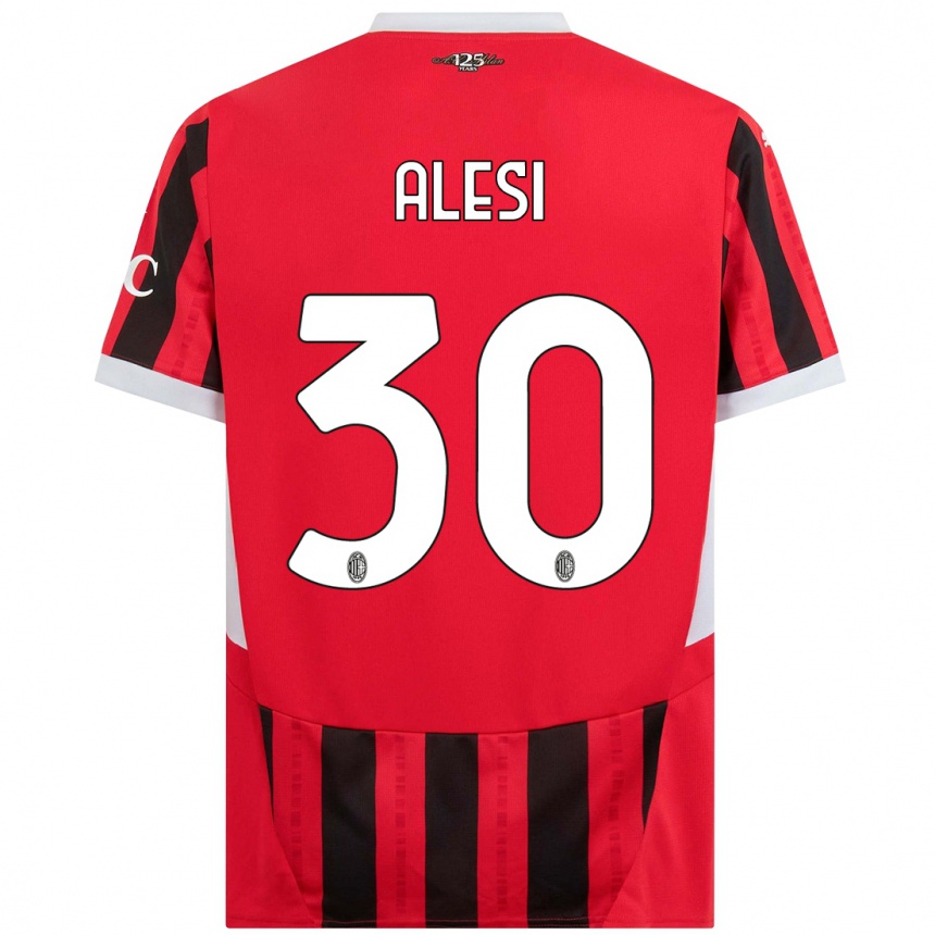 Niño Fútbol Camiseta Gabriele Alesi #30 Rojo Negro 1ª Equipación 2024/25 Argentina