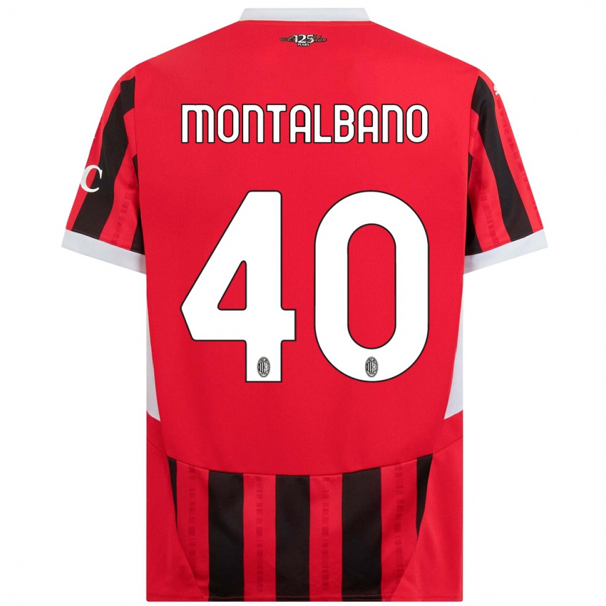 Niño Fútbol Camiseta Nicolo Montalbano #40 Rojo Negro 1ª Equipación 2024/25 Argentina