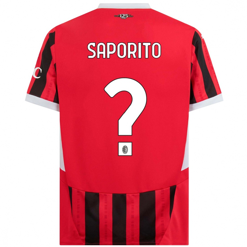 Niño Fútbol Camiseta Riccardo Saporito #0 Rojo Negro 1ª Equipación 2024/25 Argentina