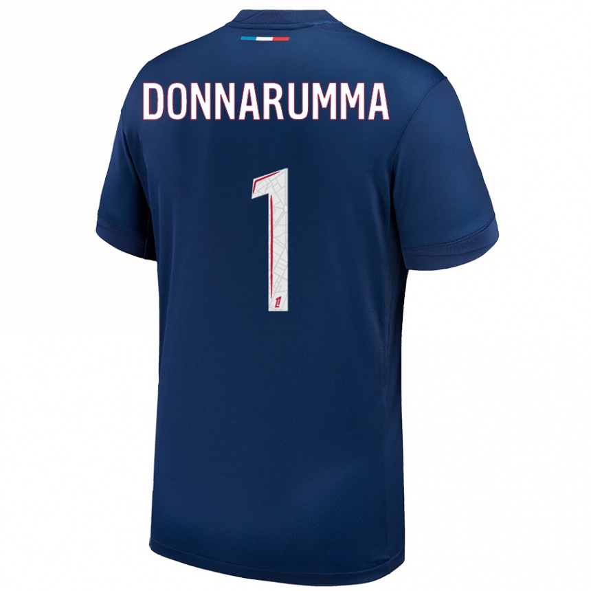 Niño Fútbol Camiseta Gianluigi Donnarumma #1 Azul Marino Blanco 1ª Equipación 2024/25 Argentina