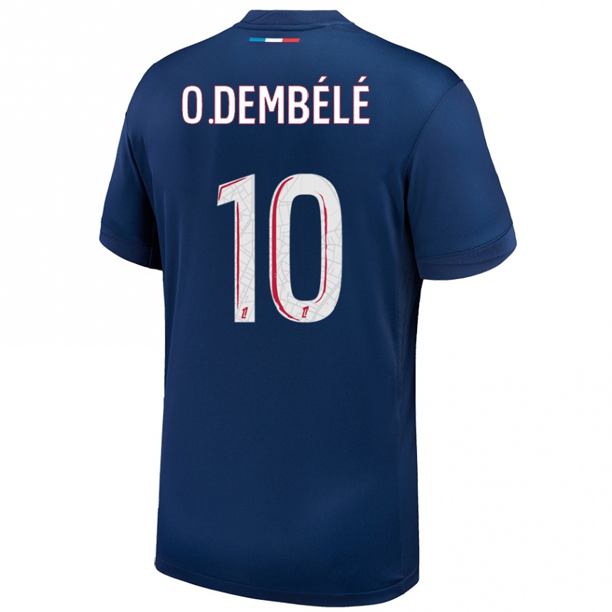 Niño Fútbol Camiseta Ousmane Dembélé #10 Azul Marino Blanco 1ª Equipación 2024/25 Argentina