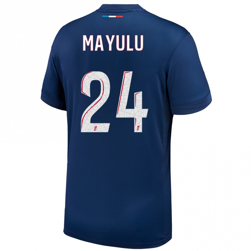 Niño Fútbol Camiseta Senny Mayulu #24 Azul Marino Blanco 1ª Equipación 2024/25 Argentina