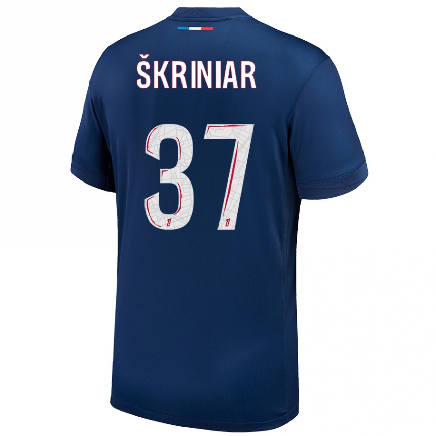 Niño Fútbol Camiseta Milan Skriniar #37 Azul Marino Blanco 1ª Equipación 2024/25 Argentina