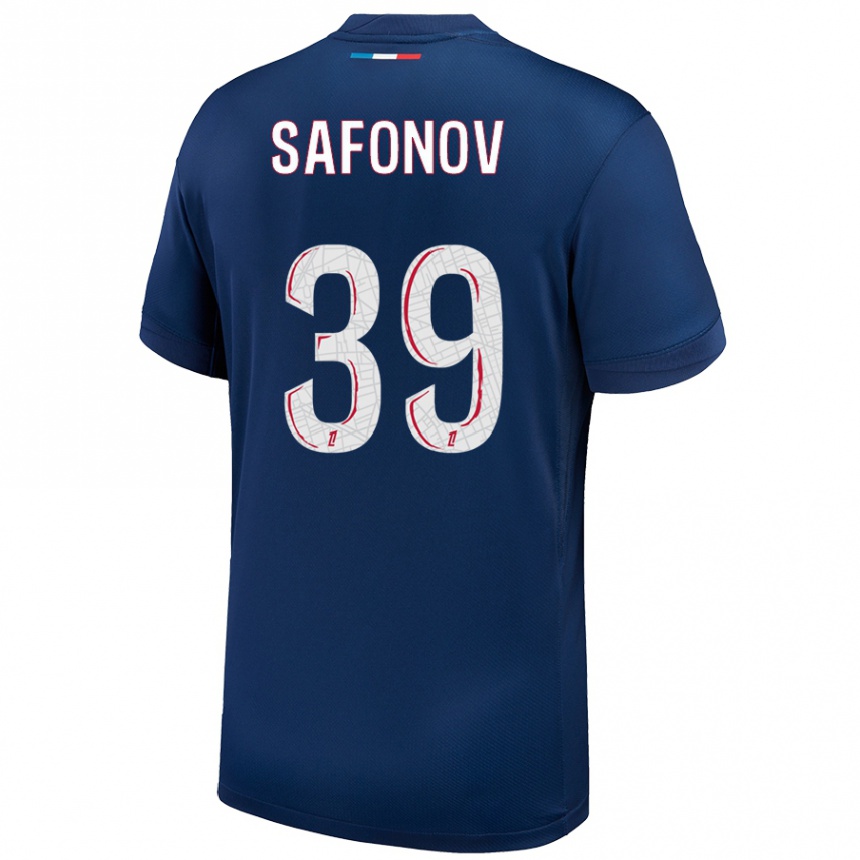 Niño Fútbol Camiseta Matvey Safonov #39 Azul Marino Blanco 1ª Equipación 2024/25 Argentina