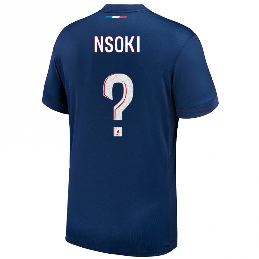 Niño Fútbol Camiseta Noah Nsoki #0 Azul Marino Blanco 1ª Equipación 2024/25 Argentina