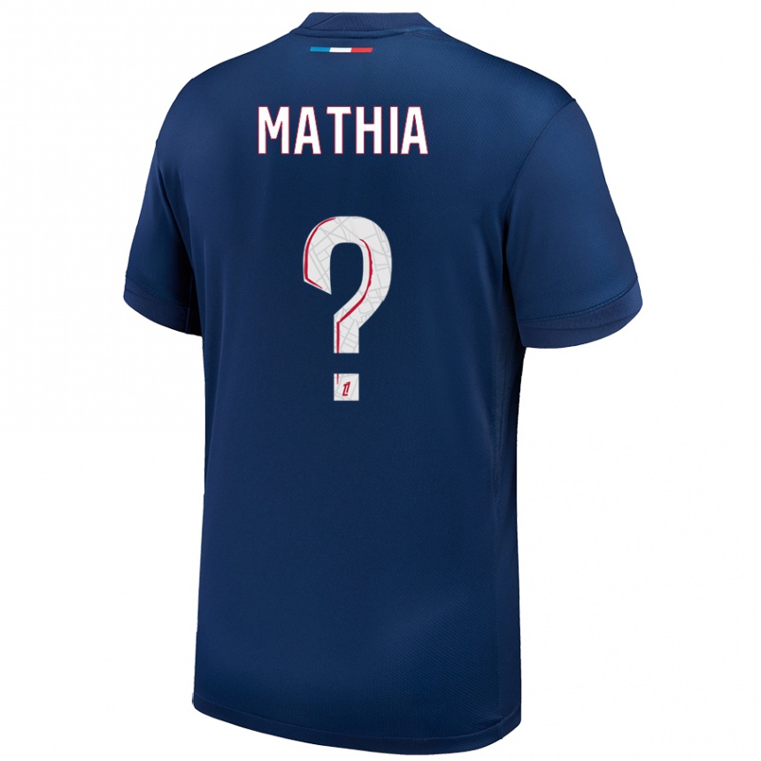 Niño Fútbol Camiseta Olivier Mathia #0 Azul Marino Blanco 1ª Equipación 2024/25 Argentina