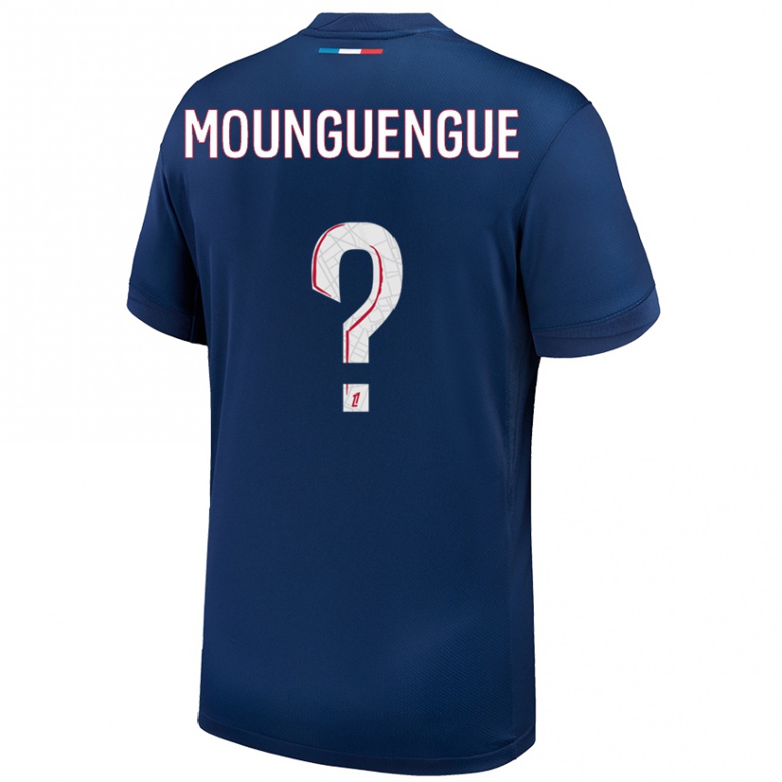 Niño Fútbol Camiseta Pierre Mounguengue #0 Azul Marino Blanco 1ª Equipación 2024/25 Argentina