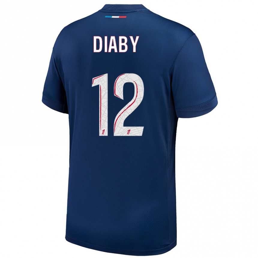 Niño Fútbol Camiseta Ibrahima Diaby #12 Azul Marino Blanco 1ª Equipación 2024/25 Argentina