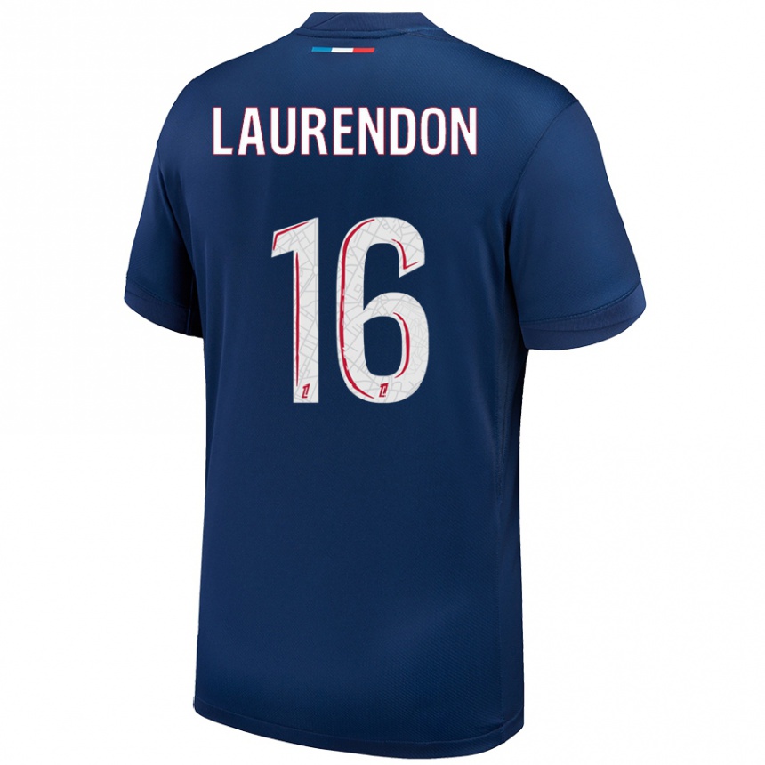 Niño Fútbol Camiseta Bilal Laurendon #16 Azul Marino Blanco 1ª Equipación 2024/25 Argentina