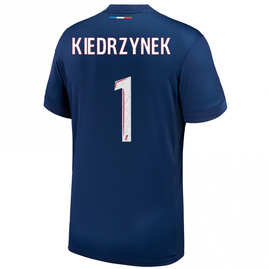 Niño Fútbol Camiseta Katarzyna Kiedrzynek #1 Azul Marino Blanco 1ª Equipación 2024/25 Argentina