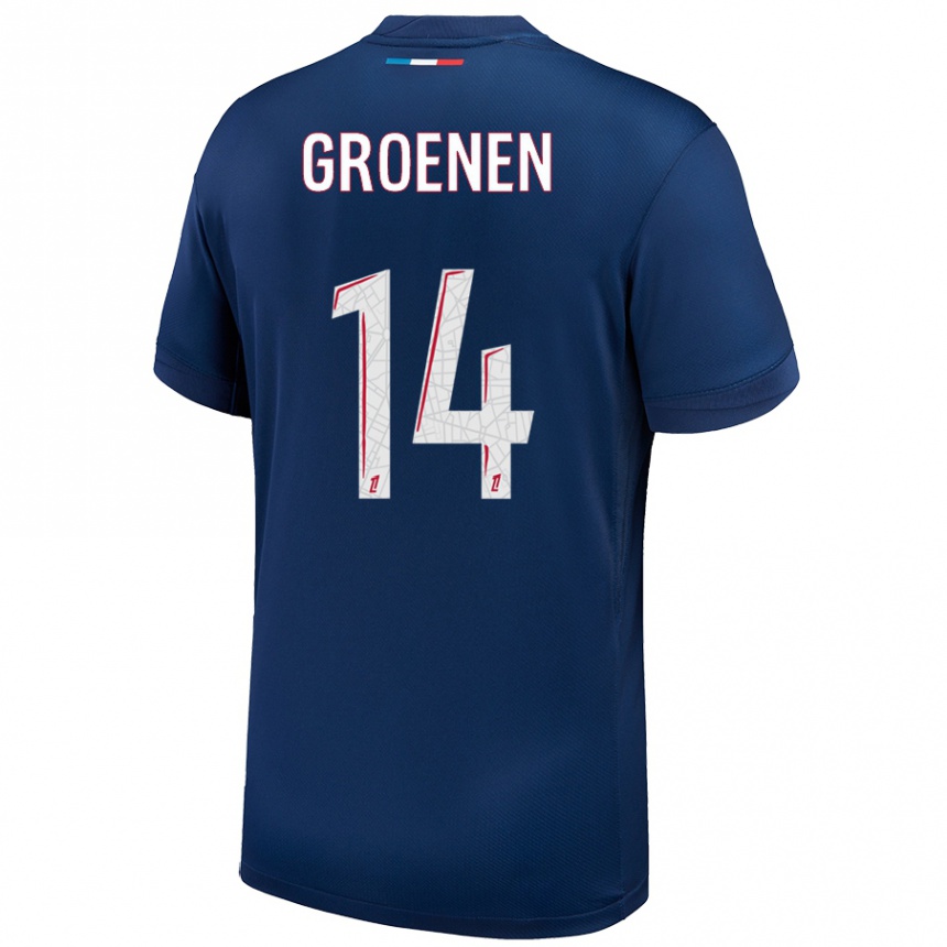 Niño Fútbol Camiseta Jackie Groenen #14 Azul Marino Blanco 1ª Equipación 2024/25 Argentina