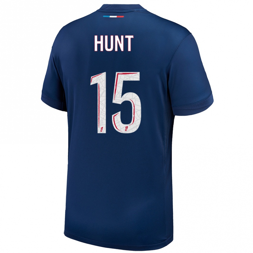 Niño Fútbol Camiseta Clare Hunt #15 Azul Marino Blanco 1ª Equipación 2024/25 Argentina