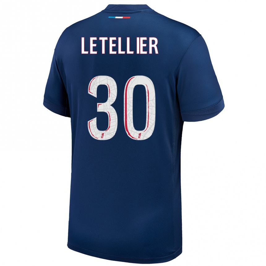 Niño Fútbol Camiseta Alexandre Letellier #30 Azul Marino Blanco 1ª Equipación 2024/25 Argentina