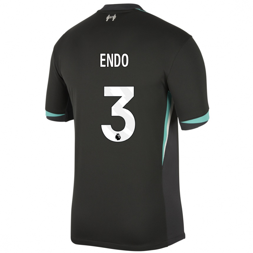 Niño Fútbol Camiseta Wataru Endo #3 Negro Antracita Blanco 2ª Equipación 2024/25 Argentina