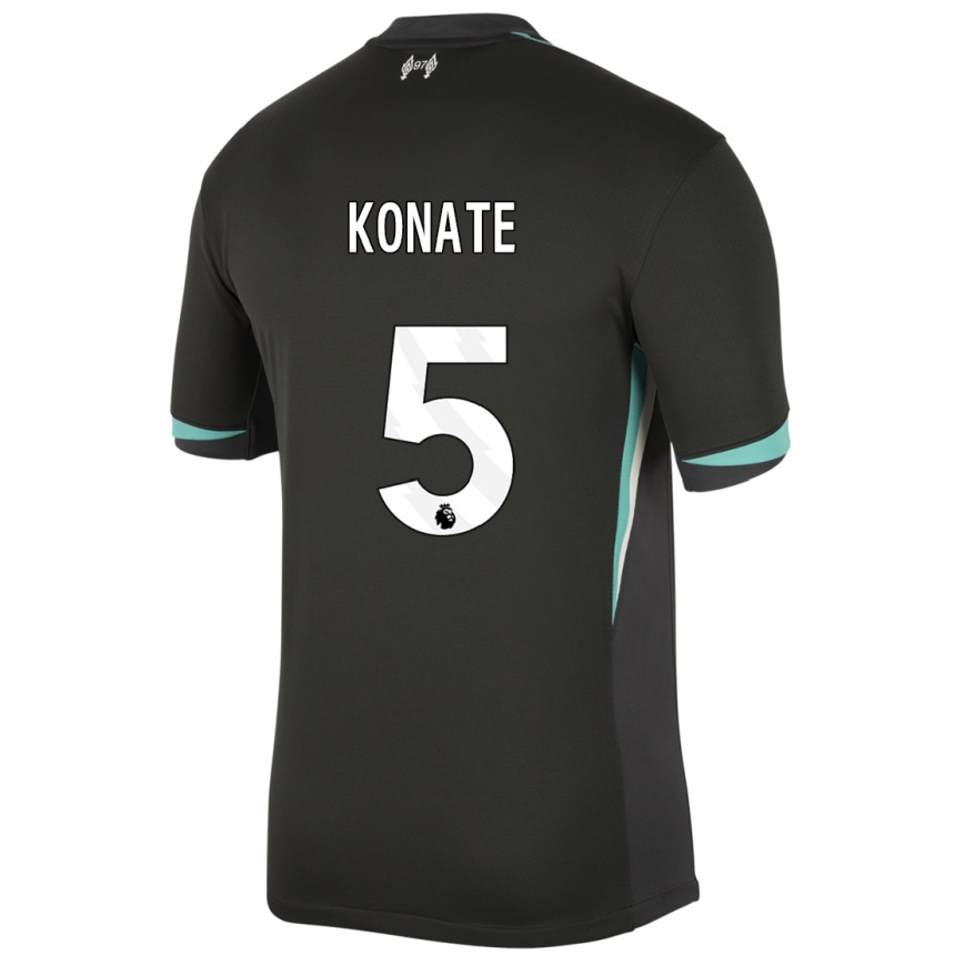 Niño Fútbol Camiseta Ibrahima Konate #5 Negro Antracita Blanco 2ª Equipación 2024/25 Argentina