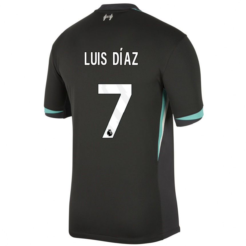 Niño Fútbol Camiseta Luis Diaz #7 Negro Antracita Blanco 2ª Equipación 2024/25 Argentina