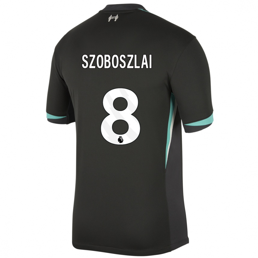 Niño Fútbol Camiseta Dominik Szoboszlai #8 Negro Antracita Blanco 2ª Equipación 2024/25 Argentina