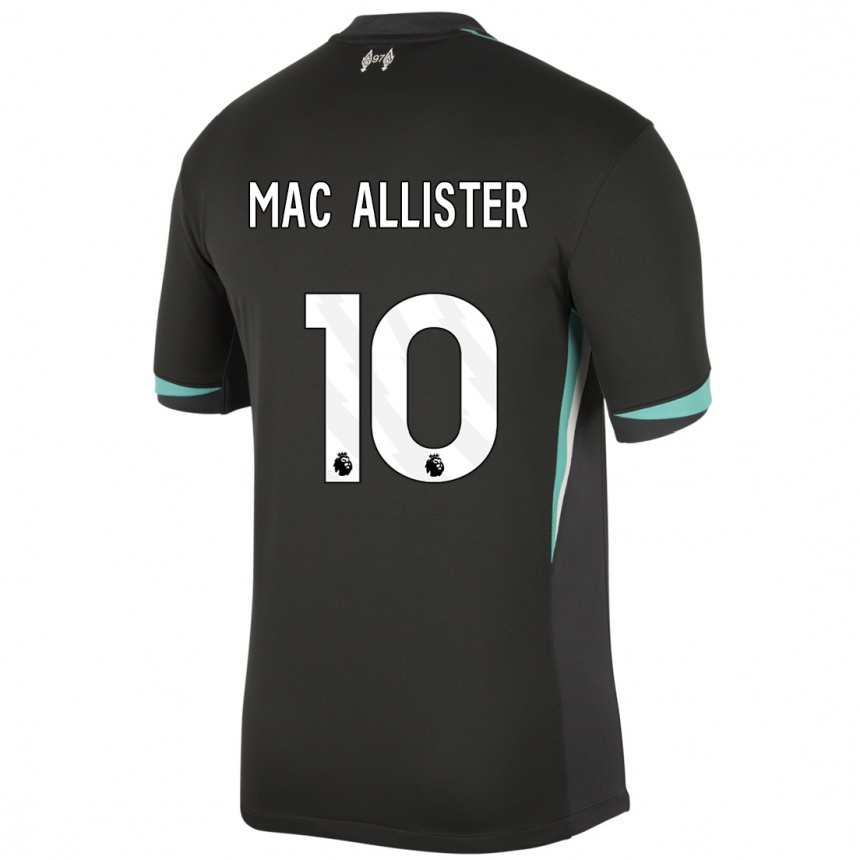 Niño Fútbol Camiseta Alexis Mac Allister #10 Negro Antracita Blanco 2ª Equipación 2024/25 Argentina