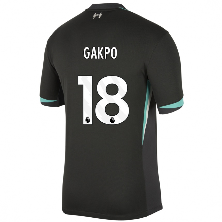 Niño Fútbol Camiseta Cody Gakpo #18 Negro Antracita Blanco 2ª Equipación 2024/25 Argentina