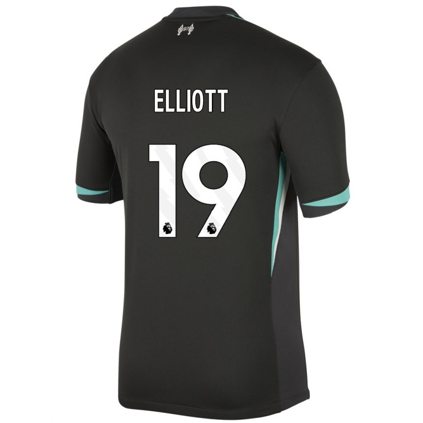 Niño Fútbol Camiseta Harvey Elliott #19 Negro Antracita Blanco 2ª Equipación 2024/25 Argentina