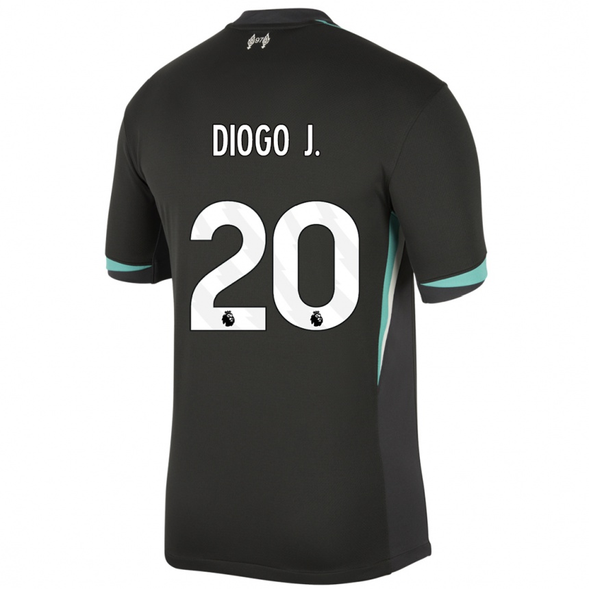 Niño Fútbol Camiseta Diogo Jota #20 Negro Antracita Blanco 2ª Equipación 2024/25 Argentina