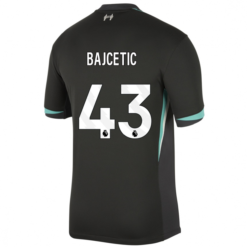 Niño Fútbol Camiseta Stefan Bajcetic #43 Negro Antracita Blanco 2ª Equipación 2024/25 Argentina