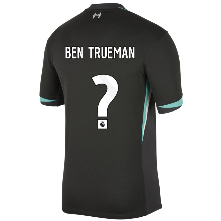 Niño Fútbol Camiseta Ben Trueman #0 Negro Antracita Blanco 2ª Equipación 2024/25 Argentina