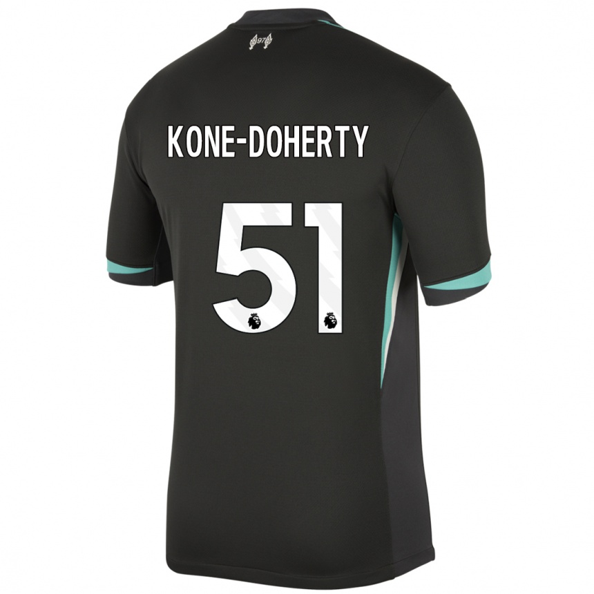 Niño Fútbol Camiseta Trent Kone-Doherty #51 Negro Antracita Blanco 2ª Equipación 2024/25 Argentina