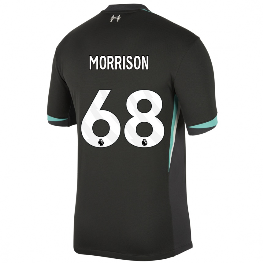 Niño Fútbol Camiseta Kieran Morrison #68 Negro Antracita Blanco 2ª Equipación 2024/25 Argentina