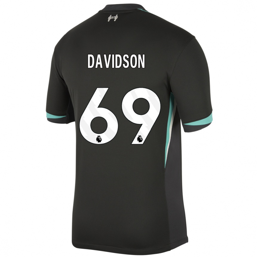 Niño Fútbol Camiseta Josh Davidson #69 Negro Antracita Blanco 2ª Equipación 2024/25 Argentina