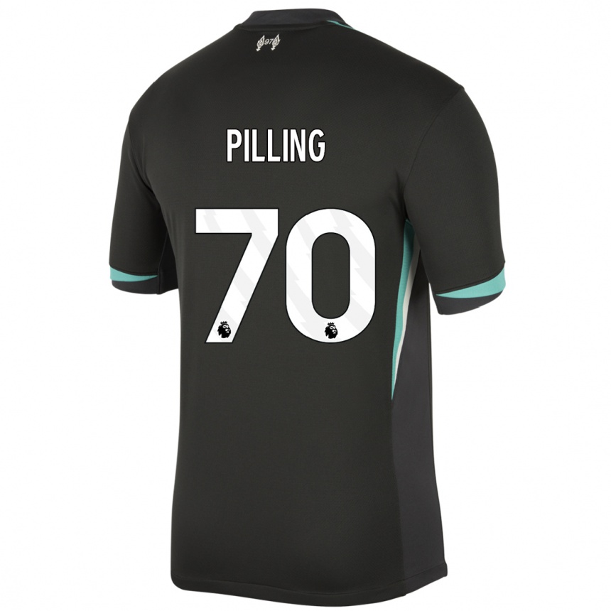 Niño Fútbol Camiseta Tommy Pilling #70 Negro Antracita Blanco 2ª Equipación 2024/25 Argentina