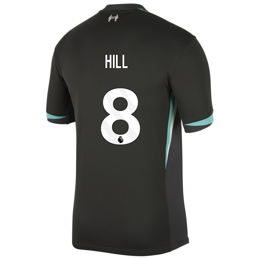 Niño Fútbol Camiseta Tom Hill #8 Negro Antracita Blanco 2ª Equipación 2024/25 Argentina